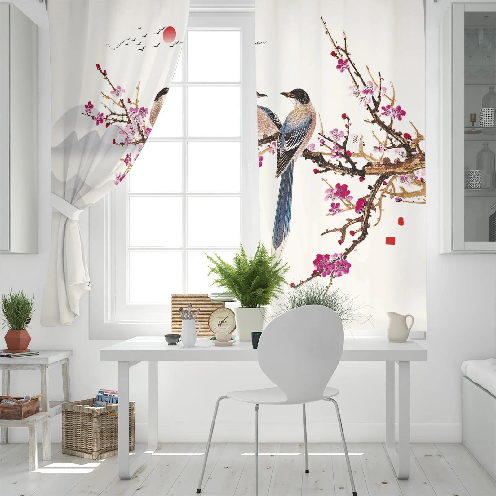 Занавески в виде цветка сливы сороки карпа для окна гостиной спальни готовые