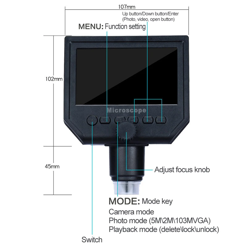 600X цифровой мини-микроскоп 4 3 &quotlcd USB видео камера рекордер HD 6 мегапикселей