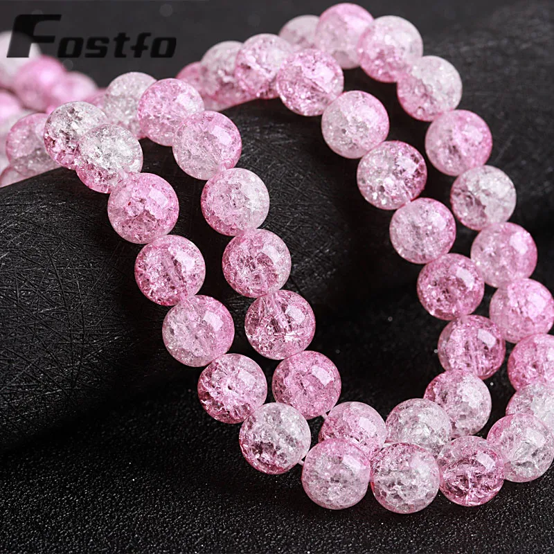 

Crystal Beads White Pink Snow Cracked Natural Stone Loose Spacer Beads For Jewelry Making Round 6/8/10mm DIY Bracelet