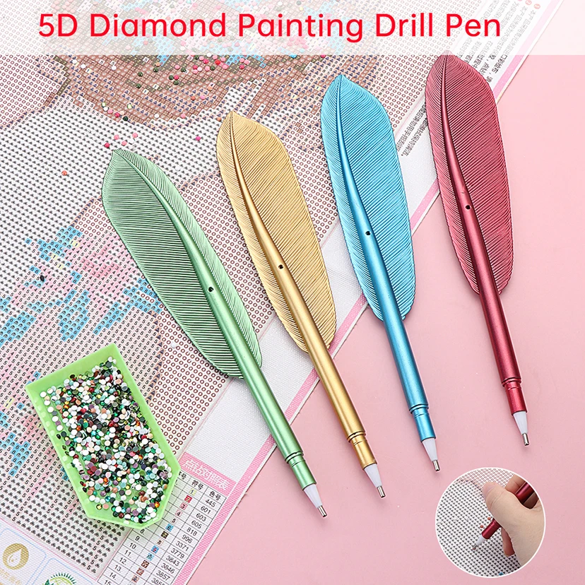

Multicolor Feather Shape Point Drill Pens 5D Diamond Plastic Painting Pen Cross Stitch Accessories Embroidery DIY Craft DW05