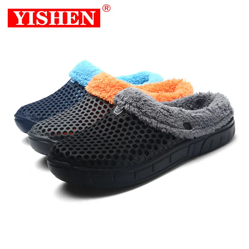 

Мужские Водонепроницаемые шлепанцы YISHEN, мягкая подошва, Нескользящие, плюшевые, быстросохнущие, для улицы, для дома, Повседневные тапочки, О...