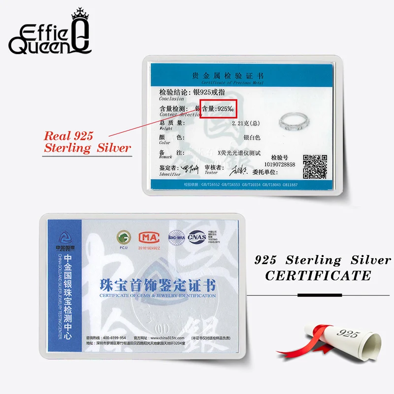 

Effie Queen Exquistite Engagement Wedding Rings 100% 925 Silver Classic Design for Women Girl Jewelry Wedding Party Gift SR183