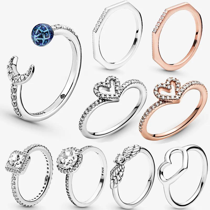

Classic 925 Sterling Silver Pink Border Zircon Love Heart Ring For Women's Engagement Anniversary Valentine's Day Jewelry Gift