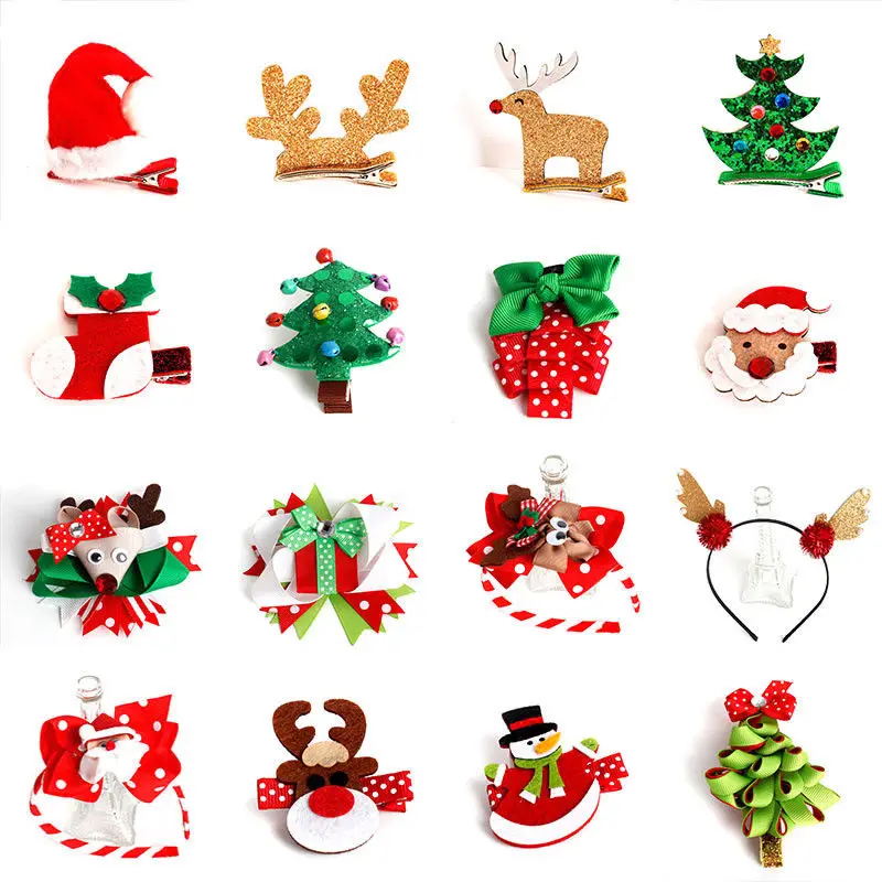 Заколки для волос девочек в рождественском стиле с Санта-Клаусом рождественские