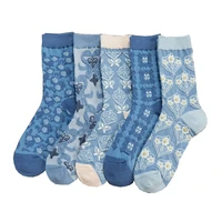 4 pairs women socks set autumn winter printing cotton japanese breathable harajuku geometry heart shaped chaussette femme sokken