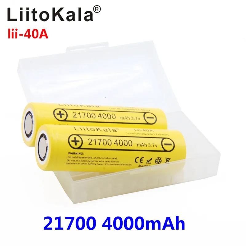 LiitoKala Lii 40A 21700 4000mAh Li Ni аккумулятор 3 7 V для электронных сигарет Mod / Kit 15A power