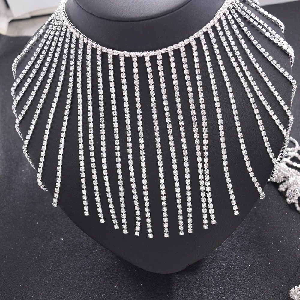 Оптовая продажа 1 ярд Блестящий Кристалл Стразы отделка с кисточками пришить