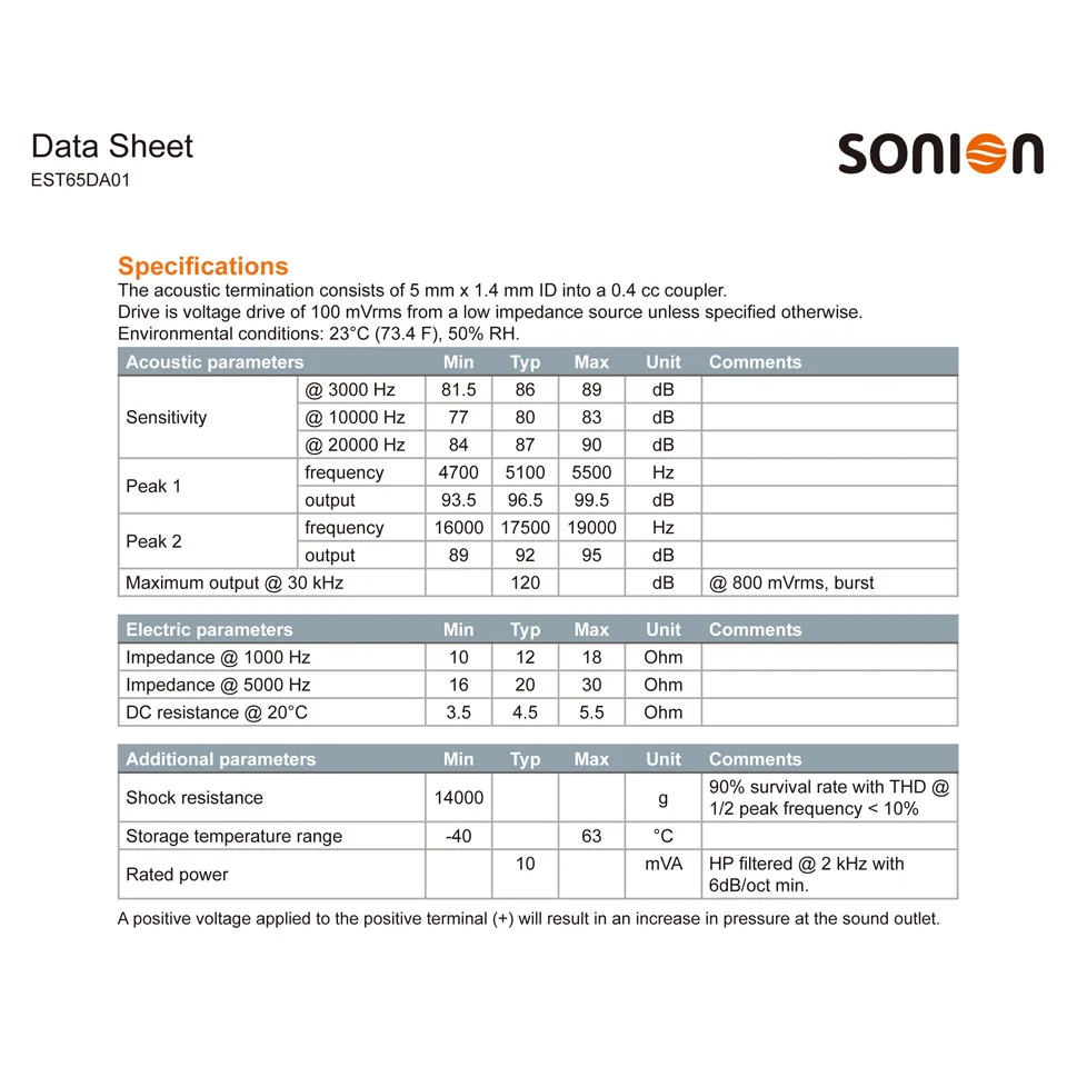2 шт. электростатический драйвер Sonion EST65DA01 двойной электростатический твитер