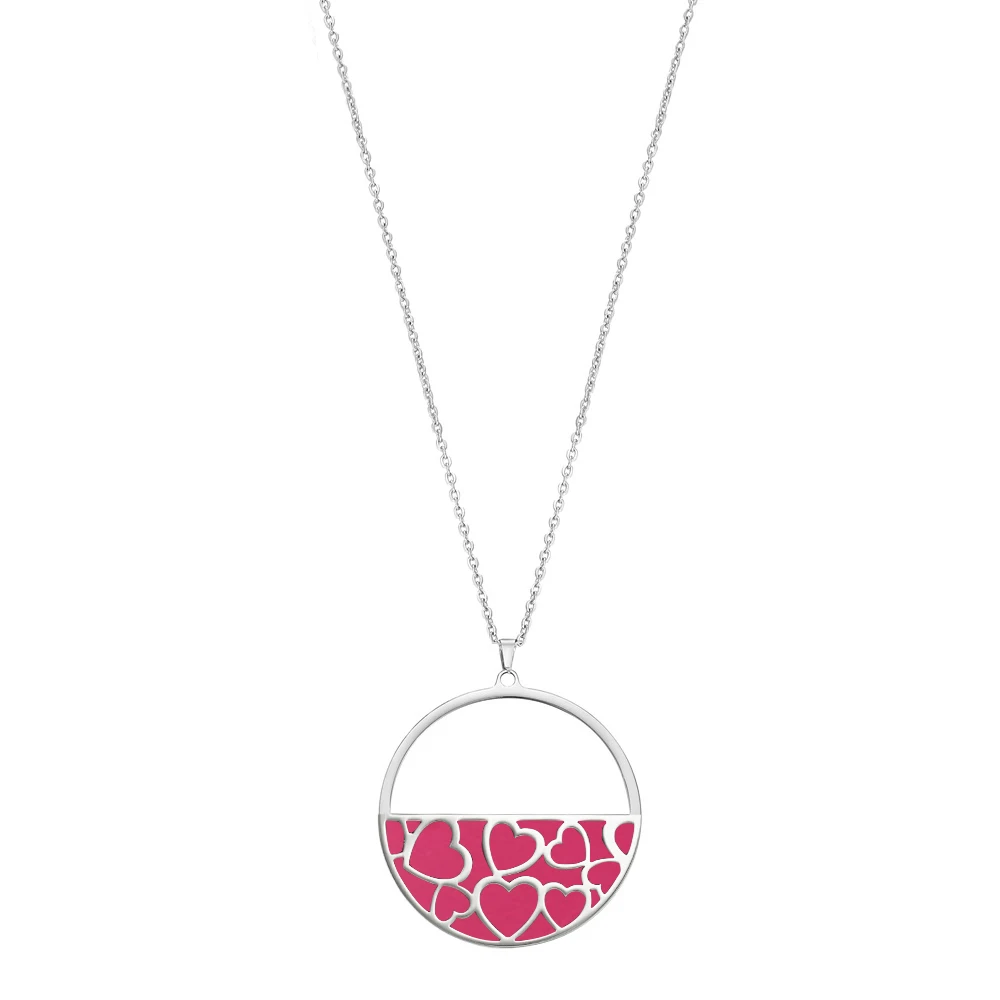 Legenstar Hoop Round Pendant Necklace for Women Reversible Leather collier femme bijoux Stainless Steel Charm Jewels - Окраска металла: 18
