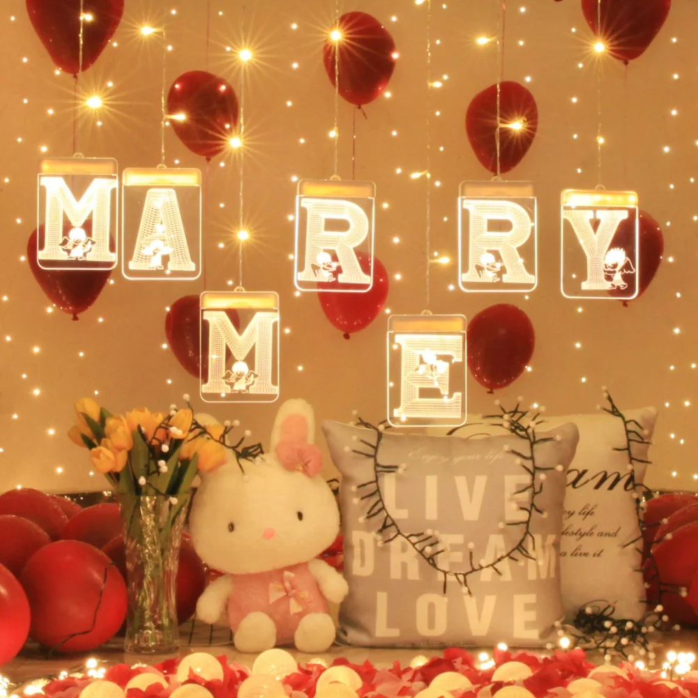 

LED Light Up Letter Marry Me Sign with Warm White LEDs Valentine Gift Romantic Proposal Sign Wedding Engagement Party Decoration