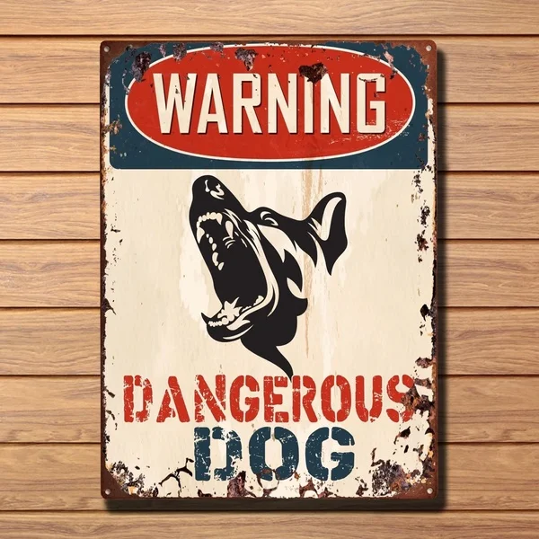 

Fashion Warning Dangerous Dog Plate Sign Rustic Chic Sign Home Door Gate Decor Retro Vintage Tin Sign Bar Pub Home Metal