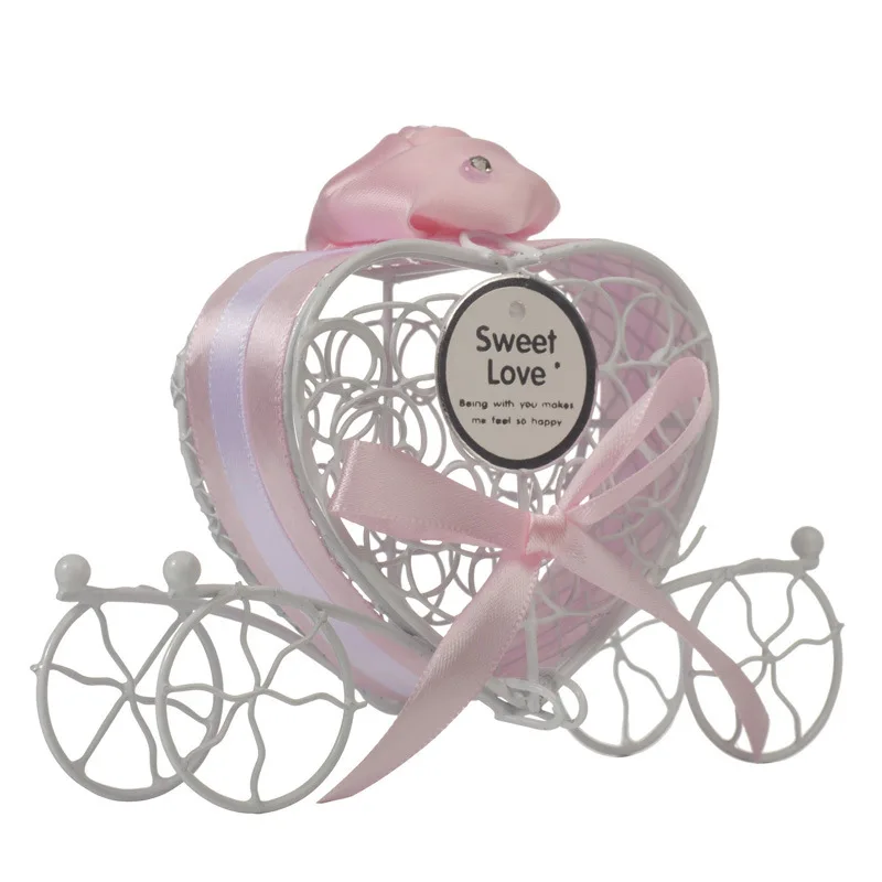 

New Style Iron Art Hollow Design Wagon Sweet Candy Box for Wedding Party Baby birthday Carriage Candy Chocolate Box Decoration