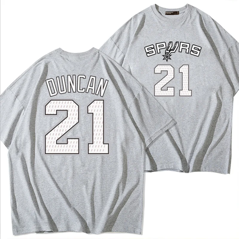 

2021 Sunmmer NBA Basketball San Antonio Spurs No. 21 Short Sleeve T-Shirt Men's and Women's Loose popular logo Clothes