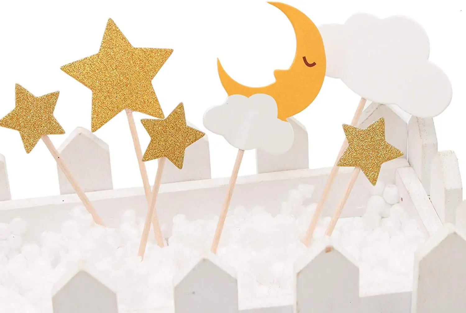 Metable 36 шт блестящая Звезда Луна кекс топперы вечерние пики для детского душа День