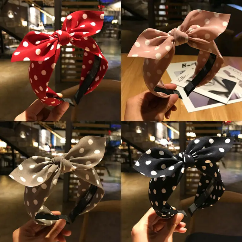 

2020 Fashion Trend Women's Wide Headband Bow Knot Cross Sweet korean Style Polka Dot Hairband Cute Hair Hoop Headwear Headdress