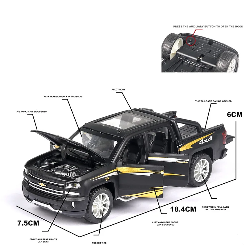 Модель автомобиля Silverado из сплава 1/32 детские игрушки Подлинная лицензия
