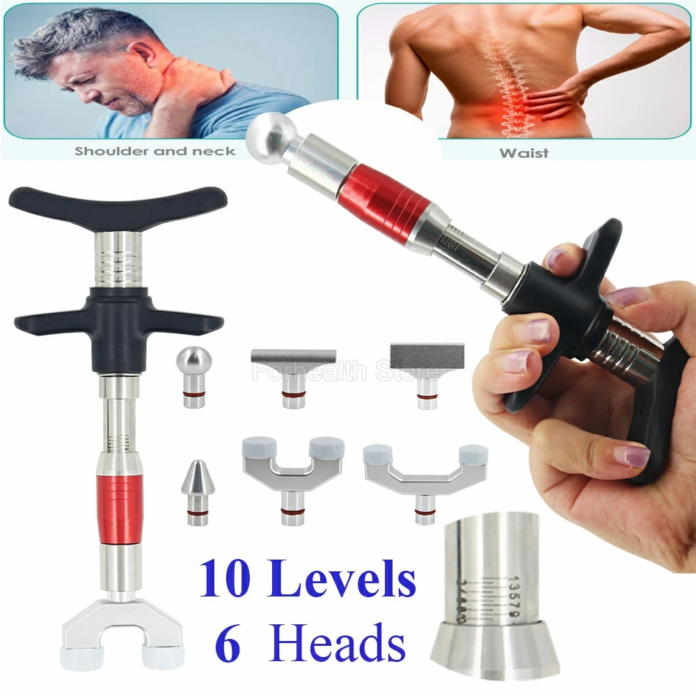 

New Chiropractic Adjustment Tool Therapy Spine Correction Gun 300N Adjustable Intensity 6 Heads Health Care Cervical Massager CE