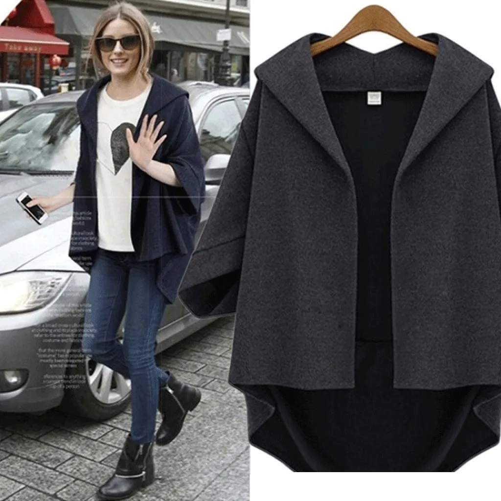 Женское пальто с рукавом три четверти плюс размер рукав летучая мышь верхняя