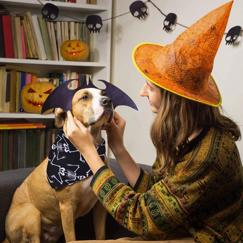 Benepaw бандана для собак на Хэллоуин, тыква, череп в горошек, высококачественный моющийся шарф для питомца, нагрудник, вечерние аксессуары для маленьких и больших собак