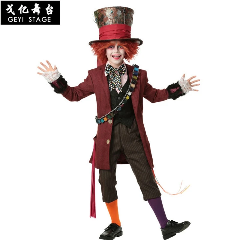 Deluxe Child Whimsy Mad Hatter Halloween Costume From Movie Through The Looking Glass Kids Alice In Wonderland Party Fancy-Dress |