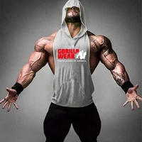 gorilla wear fashionable mens hooded vest gym fitness bodybuilding muscle vest casual sports sports vest running training top