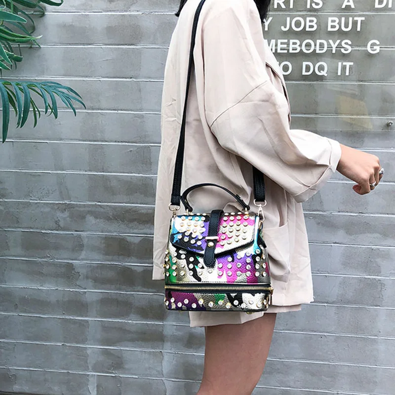 Панк Стиль Мини Ms. Рюкзак камуфляж рюкзак Сумка через плечо из искусственной кожи