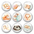 Ручной работы акварель новорожденного для мамы и ребенка, беременность Круглый Фото Стекло кабошоны демо с плоской задней частью 