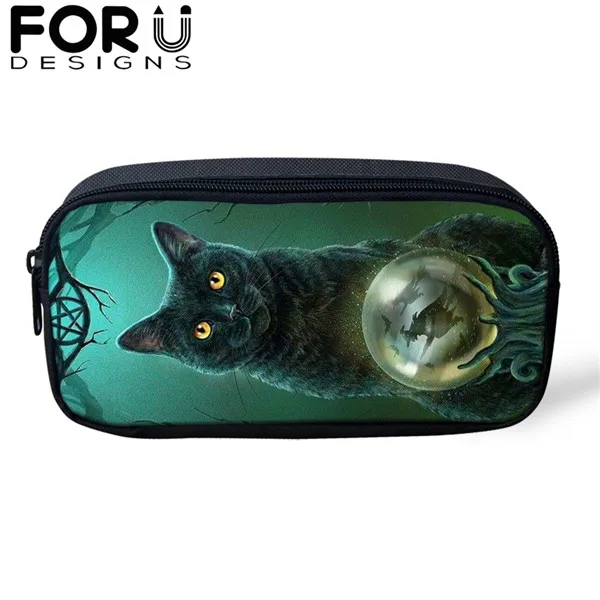 FORUDESIGNS/готический Черная кошка школьные сумки 3 шт./компл. для девочек и мальчиков Повседневное 3D Для женщин рюкзак ортопедический рюкзак детская дорожная сумка для книг - Цвет: CDGX1385K