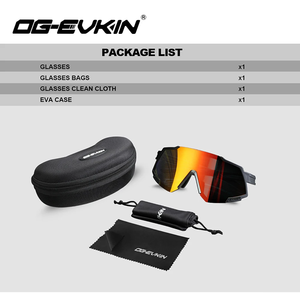 OG-EVKIN CG-002 Cycling Glasses Road Bike Cycling Eyewear Sunglasses MTB Mountain Bicycle Sports Men Women for Running Riding