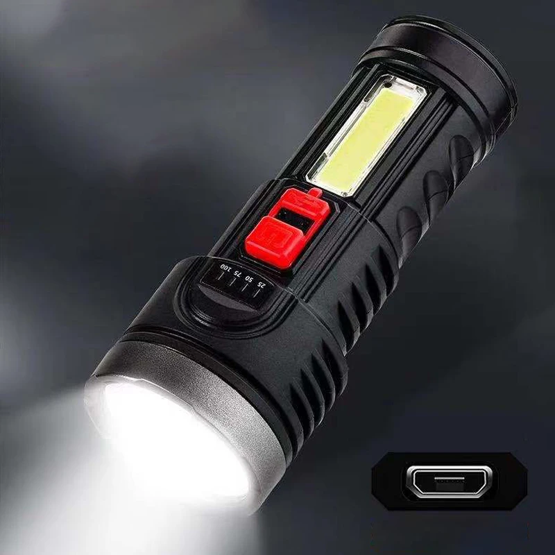 

СВЕТОДИОДНЫЙ Портативный фонарик, водонепроницаемый COB + OSL фонарик для кемпинга с аккумулятором на 1200 мАч для кемпинга, пешего туризма, авар...