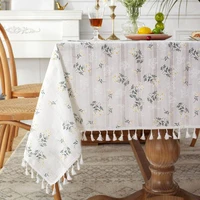 korean cotton linen tablecloth garden style small yellow lace cloth rectangular printing picnic cloth table decoration
