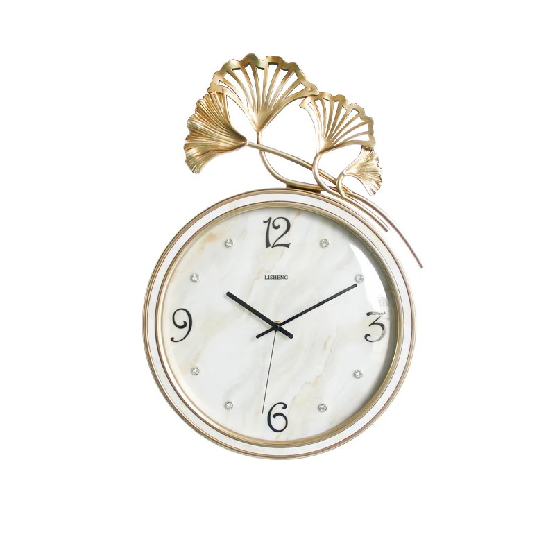 

Simple Creative Wall Clock Living Room Metal Plastic Ginkgo Leaf Wall Clocks Personality Reloj De Pared Home Decoration EF50WC