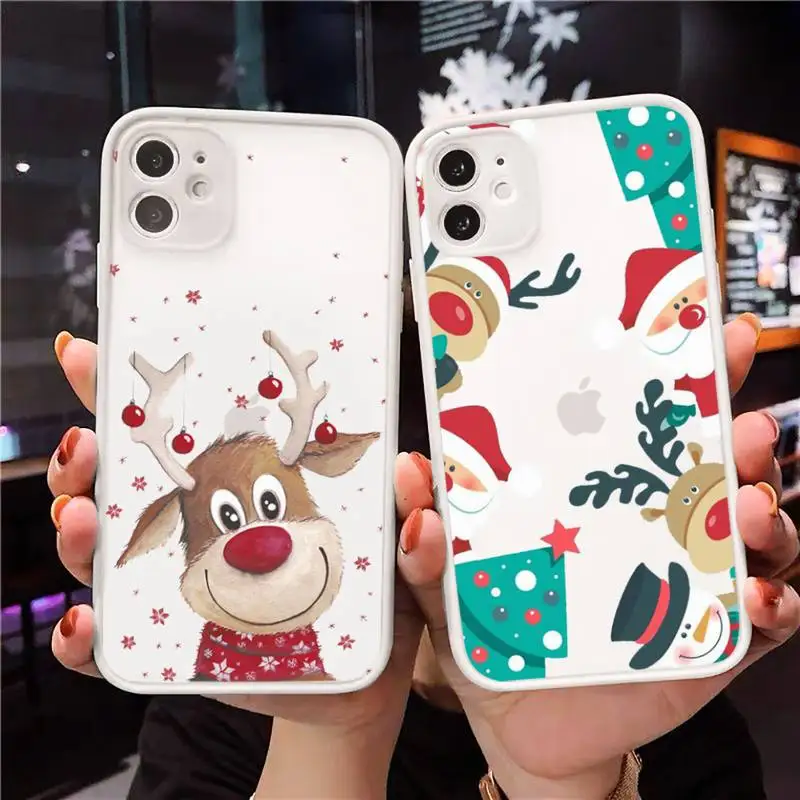 

Merry Christmas Phone Case Clear matte transparent For white iPhone 7 8 x xs xr 11 12 pro plus max mini Funda