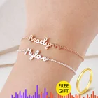 Персонализированные Пользовательское имя браслет Талисманы ручной работы Для женщин Дети Ювелирные изделия выгравированы почерк Подпись любовь сообщение индивидуальные подарочные