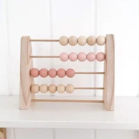 natural wooden abacus with beads kids room desktop decor baby early learning educational toys girl boy room craft ornament gifts
