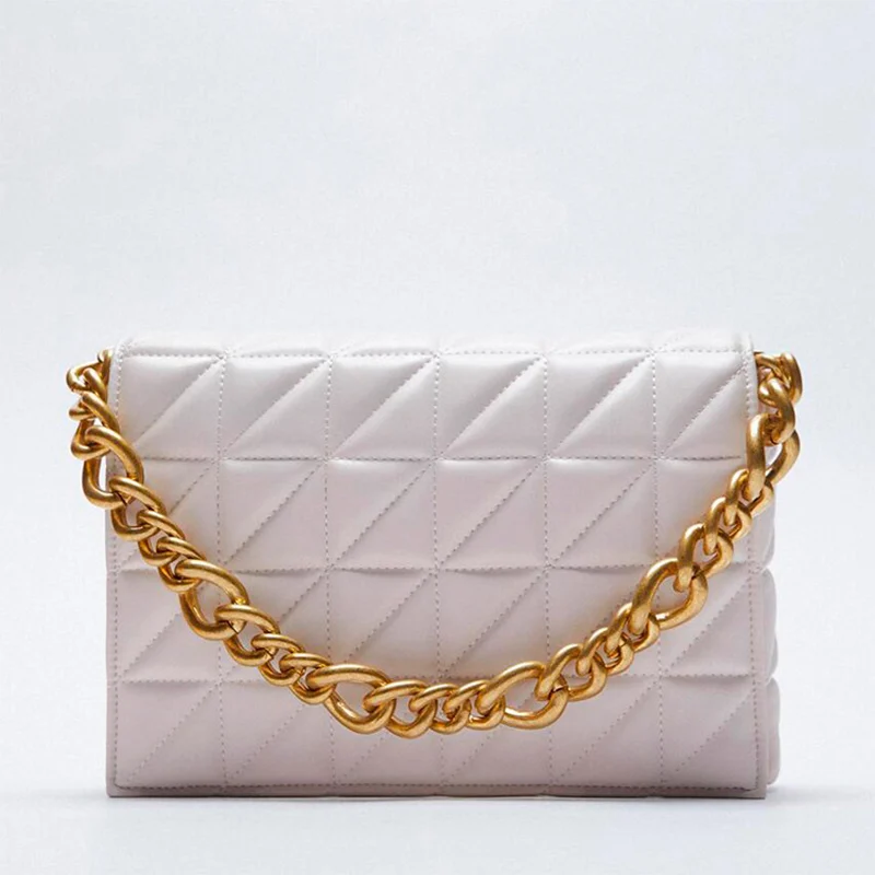 

Fashion Brand Designer Shoulder Bags For Women Thick Chain Za Handbags Purse Casual Cross Body Underarm Bags 2021 Multi-color