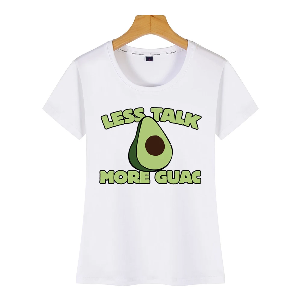 Tops T Shirt Women less talk more guac avaca Comic Inscriptions Cotton Female Tshirt | Женская одежда