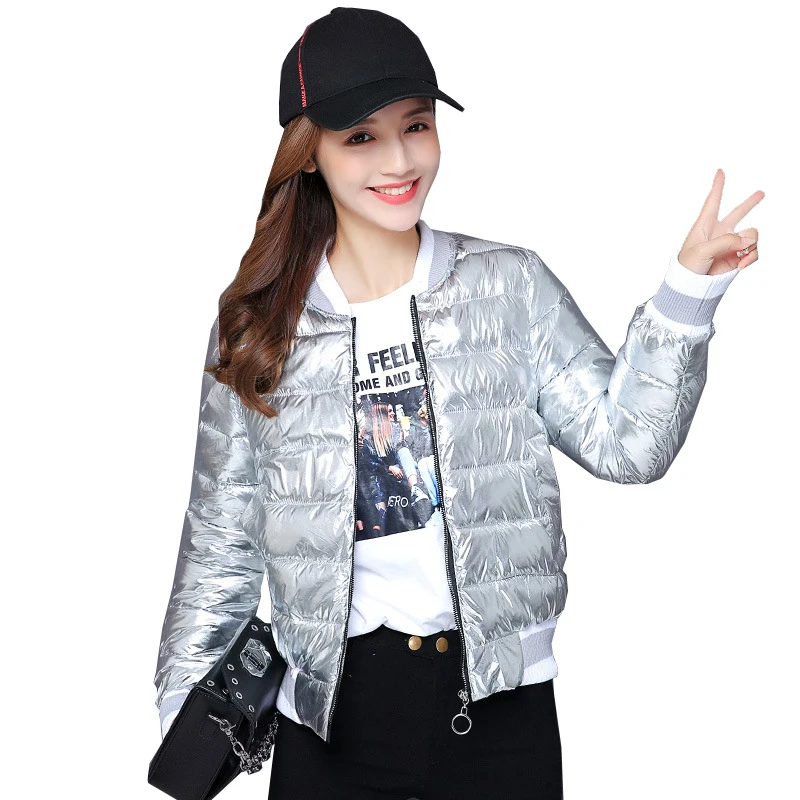 Тонкая Хлопковая женская Яркая Лента куртка-бомбер 2019 Женская осенне-зимняя