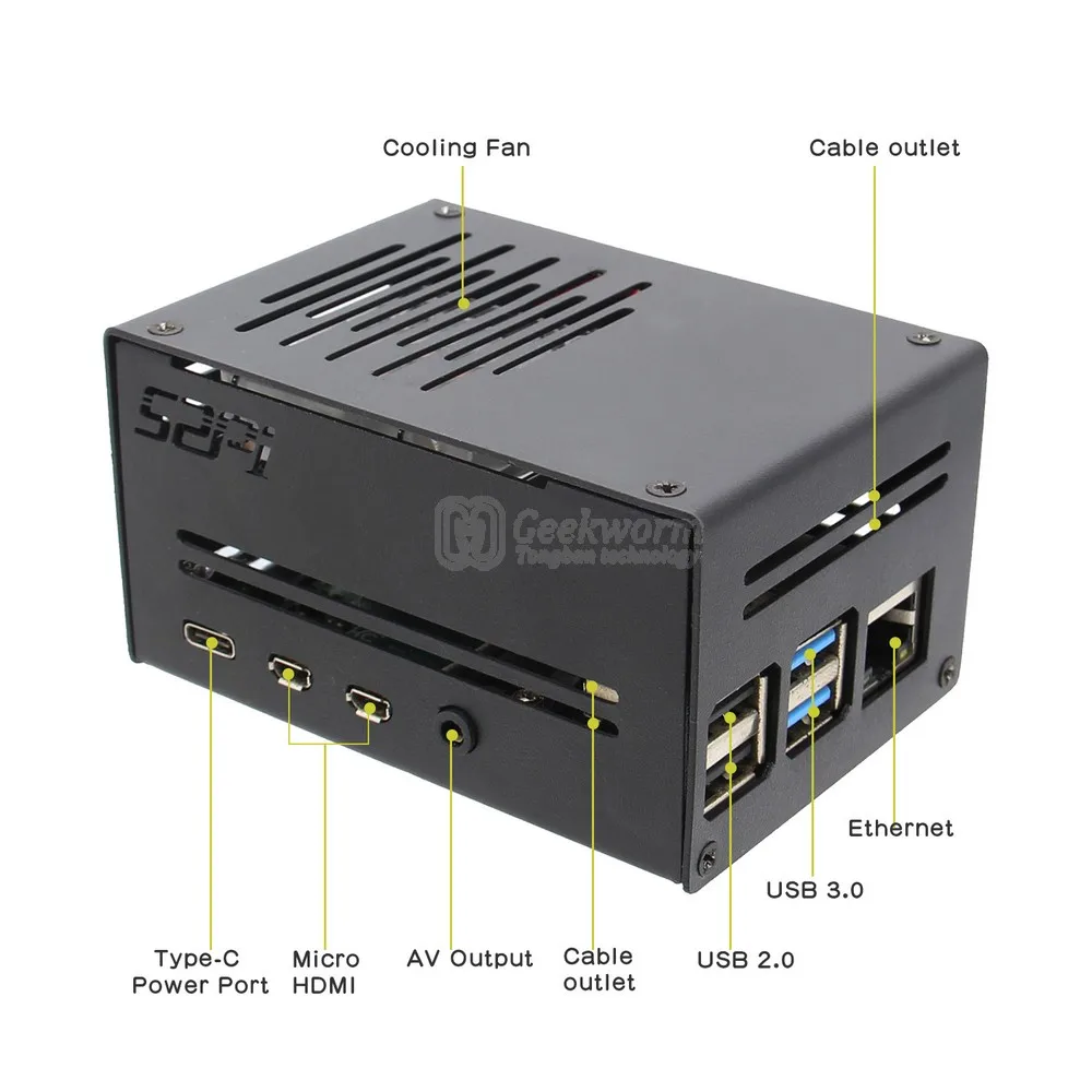 Металлический чехол для Raspberry Pi 4 и горизонтальный кулер ICE Tower/Вентилятор