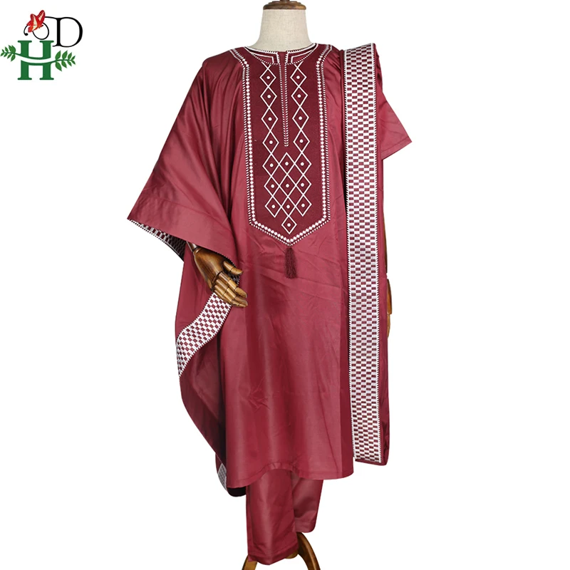 Африканская мужская одежда с вышивкой H &amp D рубашка брюки костюм Agbada топы