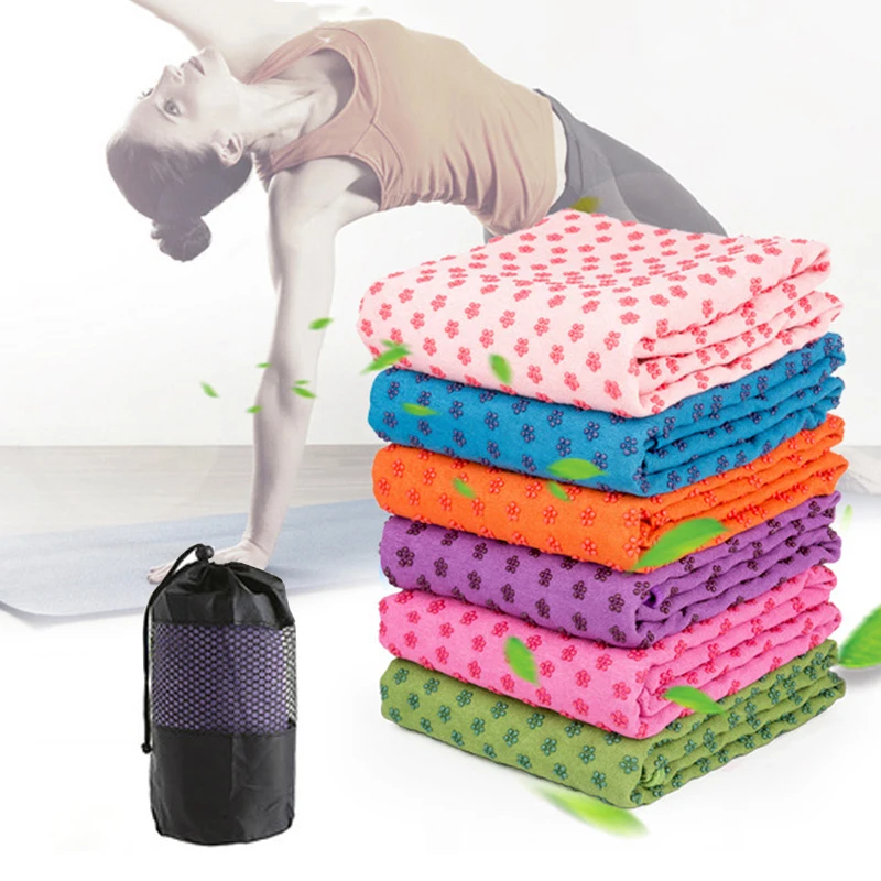 

183*63cm Cotton Yoga Mat Towel Blanket Cover Pilates Workout Fitness Exercise Gymnastics Mats Non Slip With Carrying Mesh Bag