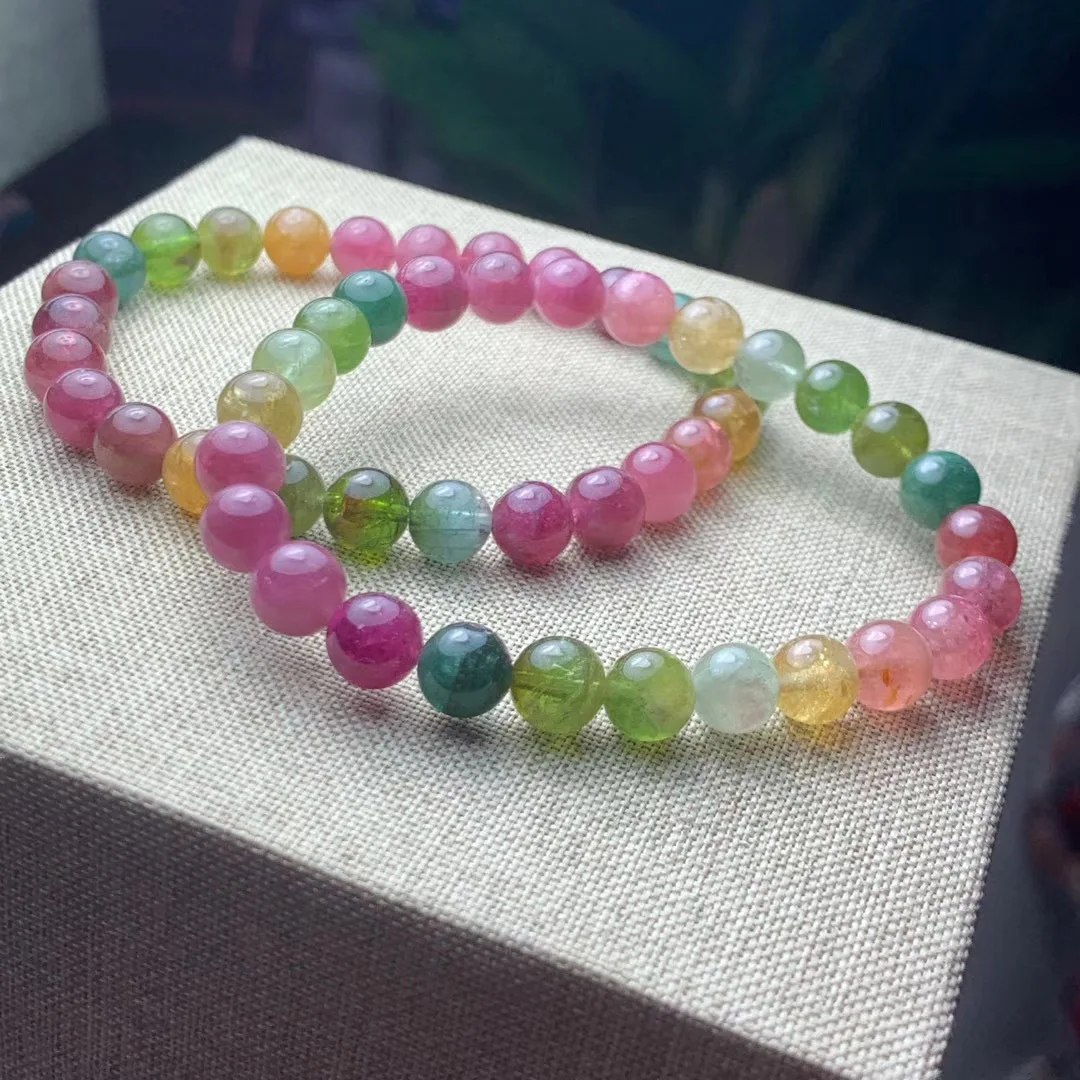 

Fu Shengyuan Natural Single-circle Tourmaline Bracelet Single-circle Rainbow Candy Series Women's Ol Fashion Bracelet Jewelry