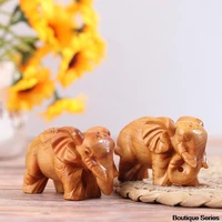 1pcs wood elephant figurines craft carved mini animals home decor accessories exquisite hand carved wood like home decoration
