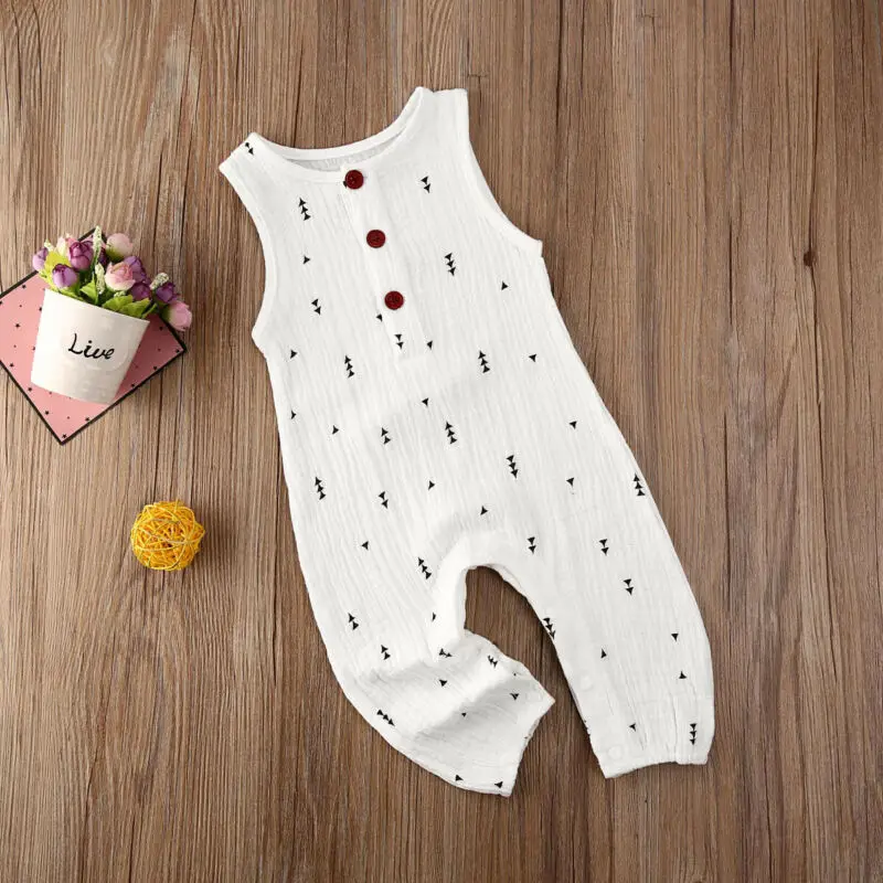 Комбинезон Pudcoco из хлопка и льна жилет без рукавов для младенцев мальчиков летняя