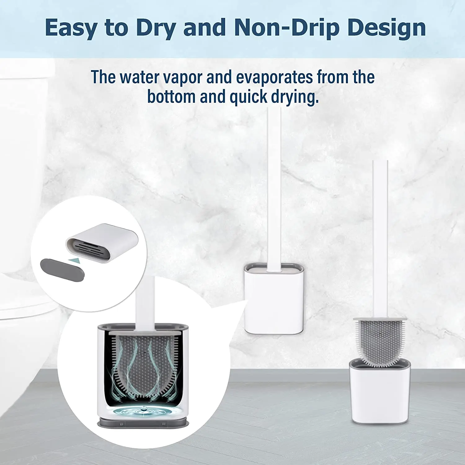 Мягкая силиконовая щетка для унитаза из ТПР с держателем черная настенная