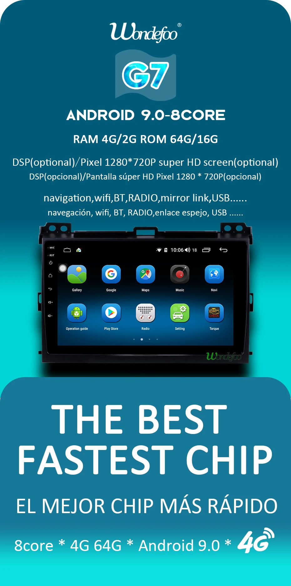 1280P Android 9,0 4G 64G Carplay gps для Toyota LAND CRUISER Prado 120 Lexus GX470 мультимедиа DSP ips экран стерео без DVD Радио