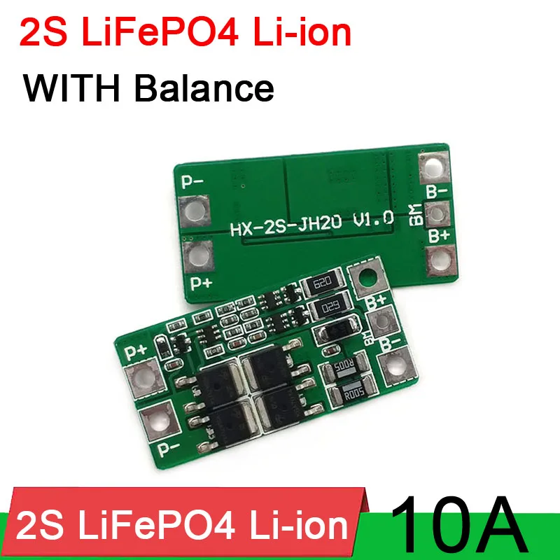 

2S 10A 6,4 V 7,4 V LiFePO4 18650 Защитная плата литий-ионного аккумулятора MOS BMS PCM с балансом