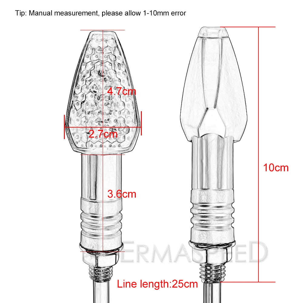 2 шт. светодиодный светильник Сигналы поворота для мотоцикла с 10 мм Универсальный