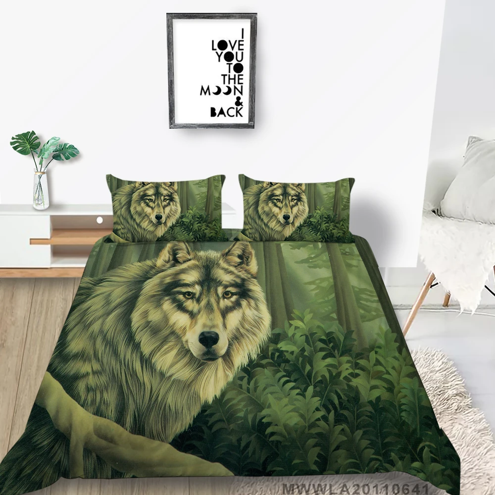 

Creative Bed Set Wolf And Starry Sky Mysterious Duvet Cover Set King Double Single Twin Full Queen Galaxy Bedding Set 3D Forest