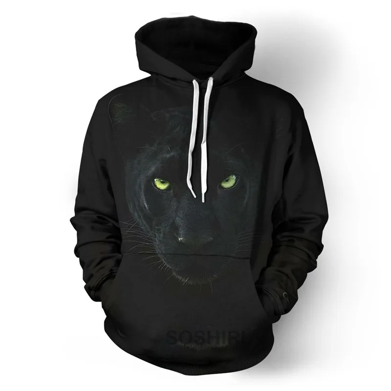 SOSHIRL зеленый глаз Черный Леопард толстовки хипстер Прохладный Панк животных